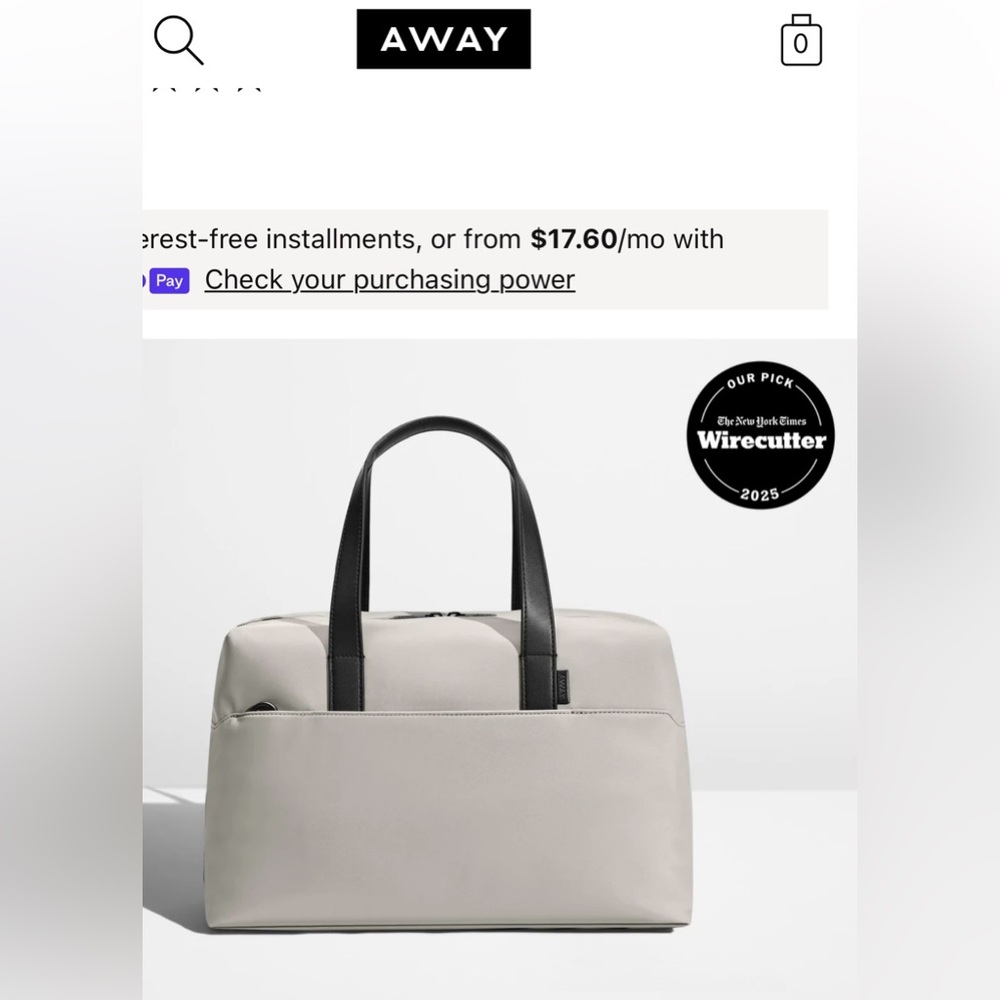 Away $325 Everything Bag Silver Leather Limited Edition